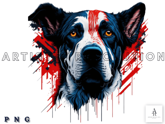 4th of July Patriotic Dog American Flag Graphic AI Illustrations By Artistic Revolution