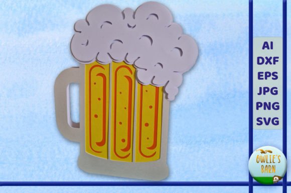 Beer Mug Shaped Card Graphic 3D SVG By Owlie's Barn
