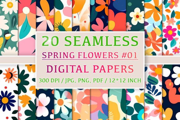 20 Seamless Spring Flower Patterns #1 Graphic Patterns By NordicDesign