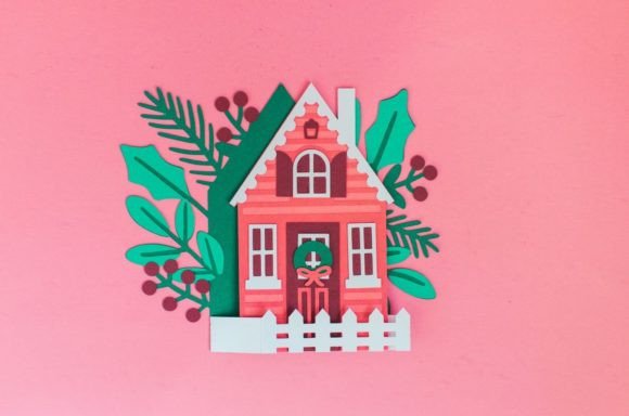 Christmas Holiday Cottage Box Card Kerst 3D-SVG-craft Door 3D SVG Crafts