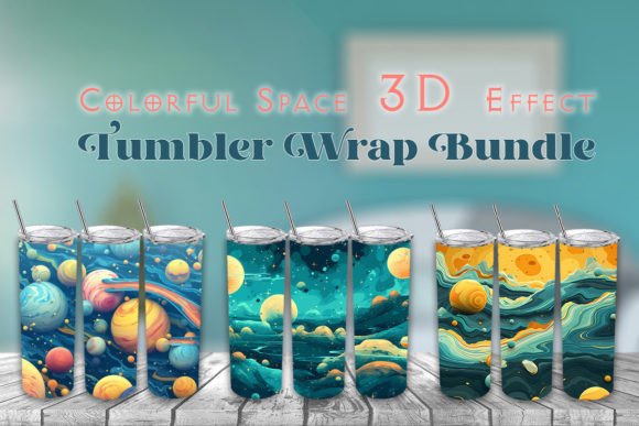 Colorful Space 3D Effect Tumbler Wrap Gráfico Ilustraciones Imprimibles Por Cricut Market