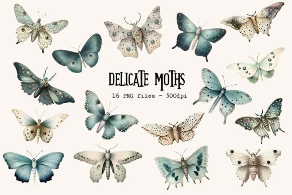 Fairycore Png Turquoise Moth Bundle Graphic Illustrations By Marie Dricot