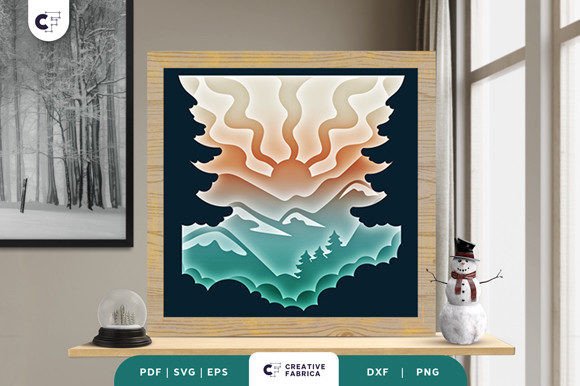 Mountain Forest Shadow Box SVG Winter 3D SVG Craft By 3D SVG Crafts