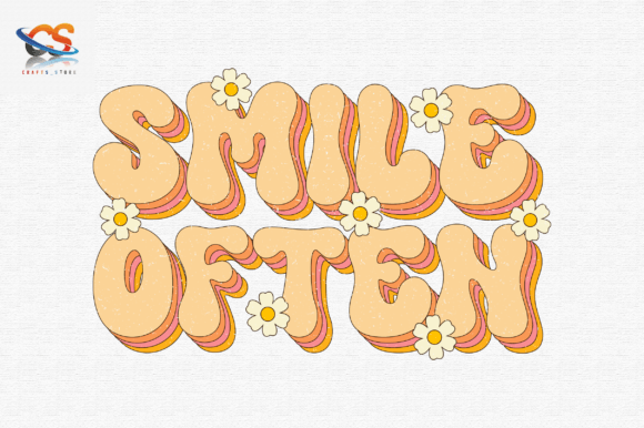 Smile Often Retro Hippie Sublimation Graphic Crafts By Crafts_Store