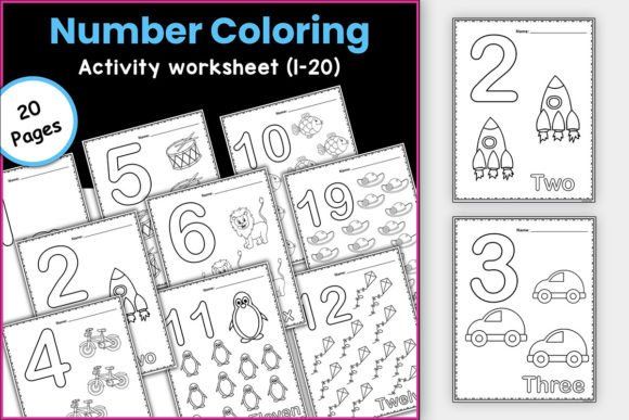 0 - 20 Number Coloring - Worksheets Graphic K By TheStudyKits