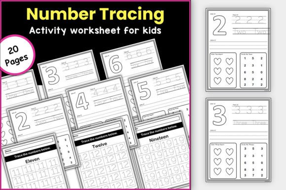 0 - 20 Number Tracing Worksheet Graphic K By TheStudyKits