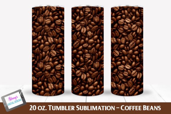 3D Tumbler Sublimation | Coffee Beans Gráfico Artesanato Por stacysdigitaldesigns