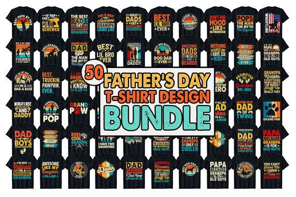 Funny Father's Day T-shirt Design Bundle Graphic T-shirt Designs By tee_expert