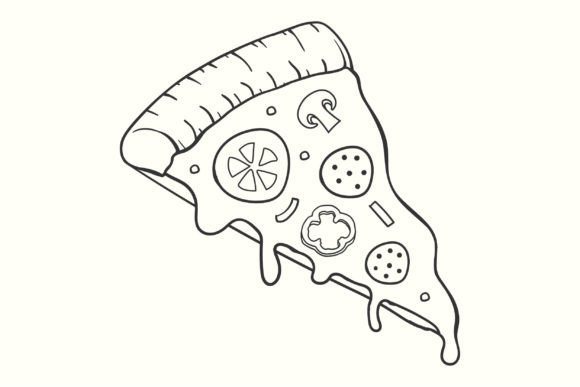 Hand Drawn Pizza Slice Vector Grafika Ilustracje do Druku Przez MicroTee