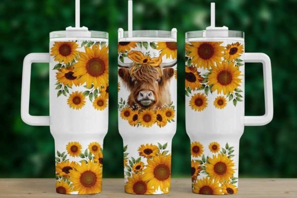 Highland Cow Png 40oz Quencher Sunflower Graphic Graphic Templates By Tanya Kart