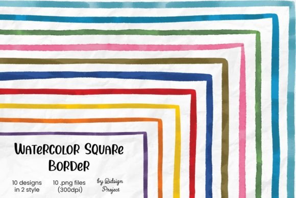 Watercolor Square Border Graphic Objects By qidsign project