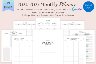 2024-2025 Monthly Planner CANVA Template Graphic KDP Interiors By Celine Art 3