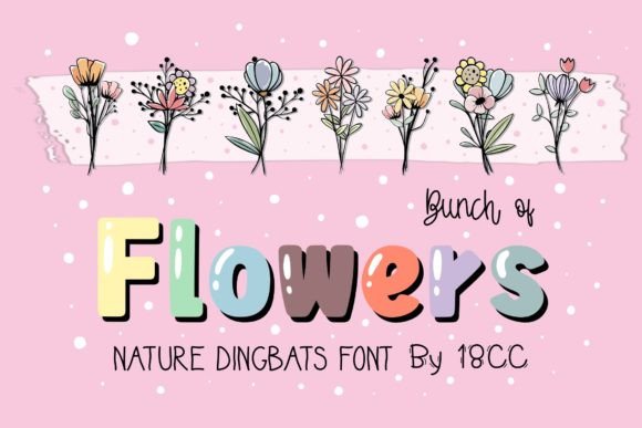 Bunch of Flowers Dingbats Font By Tamawuku