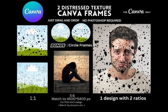 Custom Distressed Texture Canva Frames Graphic Graphic Templates By ElementDesignAndArt