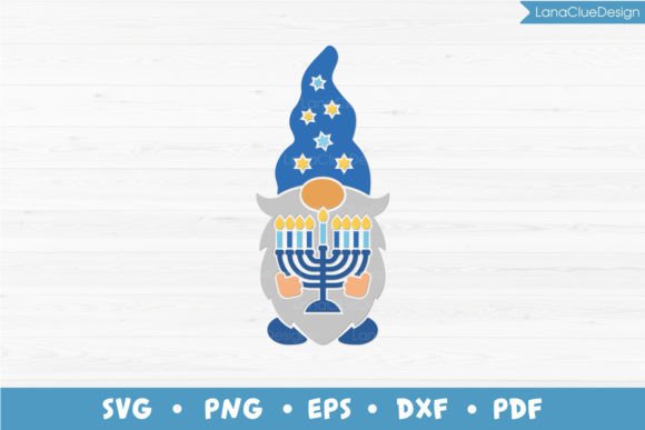 Hanukkah Gnome SVG - Gnome with Menorah Gráfico Artesanato Por LanaClueDesign