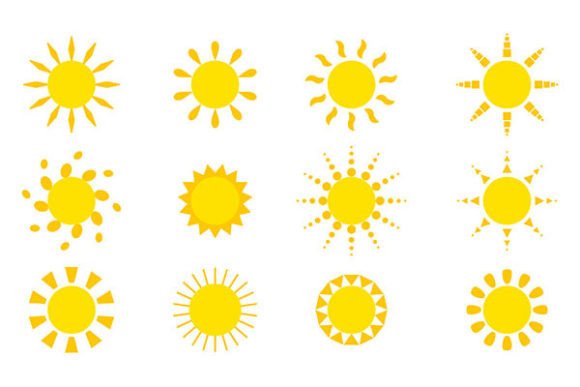 Vector Variety of Suns Icons Graphic Illustrations By giorgadzephotography