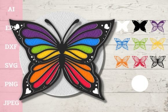 3D Pride Butterfly Graphic 3D SVG By Chorry Studio