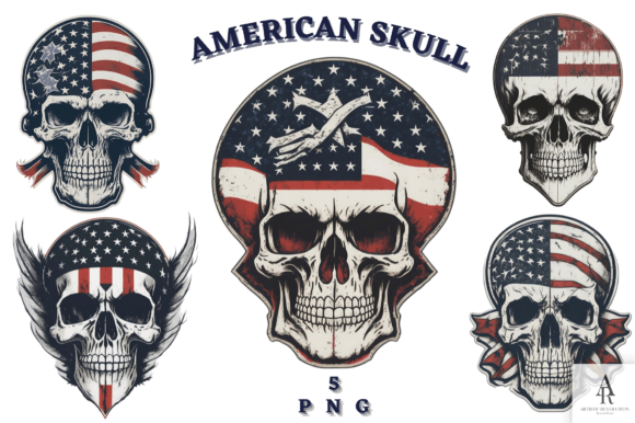 American Flag Skull Sublimation PNG Graphic AI Transparent PNGs By Artistic Revolution