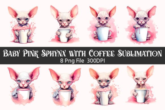 Baby Pink Sphynx with Coffee Sublimation Afbeelding Crafts Door Basis IT Store