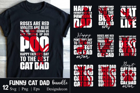 Funny Cat Dad Father's Day Quotes Bundle Grafik Plotterdateien Von Designdecon