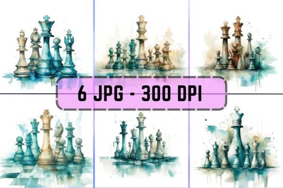 Watercolor Chess Pieces Bundle Grafik Druckbare Illustrationen Von Antoine