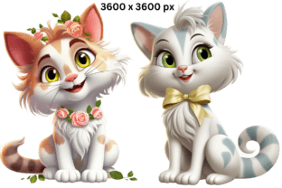 10 PNG Pretty Little Kitty Cats Clipart Graphic AI Illustrations By Imagination Station 4
