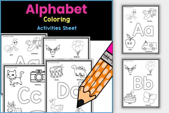 Alphabet a-Z Letter Coloring Worksheets Graphic 1st grade By TheStudyKits