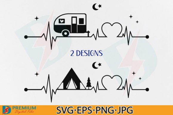 Camping Heartbeat SVG PNG, Camp Design Graphic T-shirt Designs By Premium Digital Files