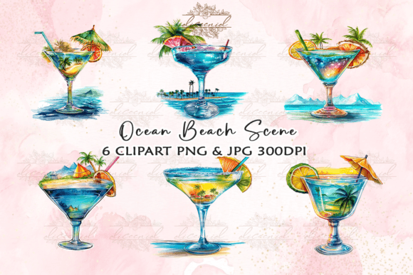 Ocean Beach Scene Clipart Graphic Crafts By Diceenid