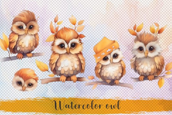 Watercolor Cute Baby Owl Png Graphic AI Transparent PNGs By Shahjahangdb