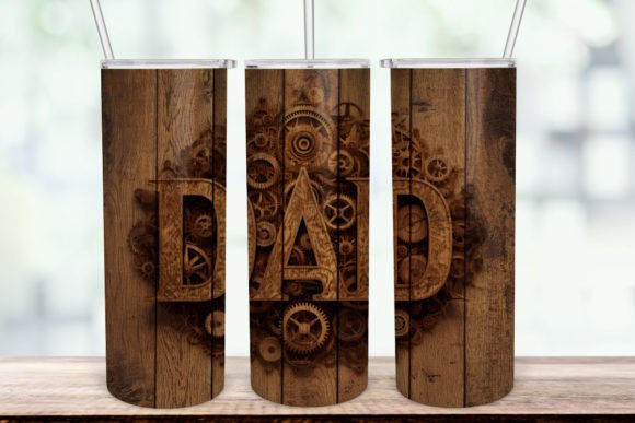 3D DAD Mechanic Wood Tumbler Wrap PNG Gráfico Gráficos IA Por MP Digital Art