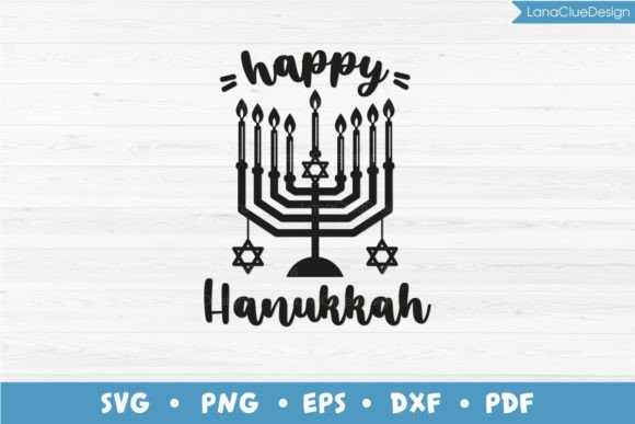 Happy Hanukkah Design with Menorah SVG Gráfico Artesanato Por LanaClueDesign