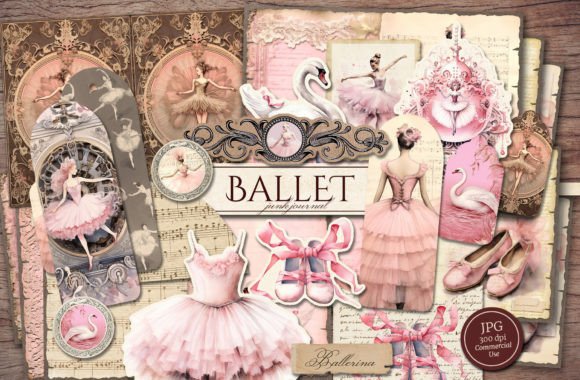 Ballet Junk Journal Kit Graphic Illustrations By Secret Helper