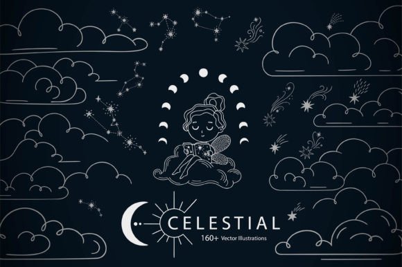 Celestial - Stars and Moons Illustration Artisanat Par OxanaTally