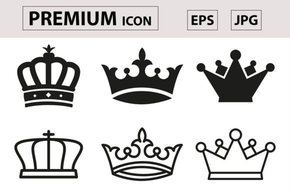 Crown Icon Set Flat Style. Graphic Icons By NinjaStudio