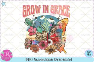 Grow in Grace Butterfly Flowers Boho PNG Graphic T-shirt Designs By WinnieArtDesign 1