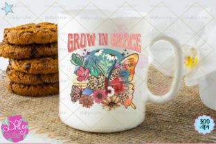 Grow in Grace Butterfly Flowers Boho PNG Graphic T-shirt Designs By WinnieArtDesign 4