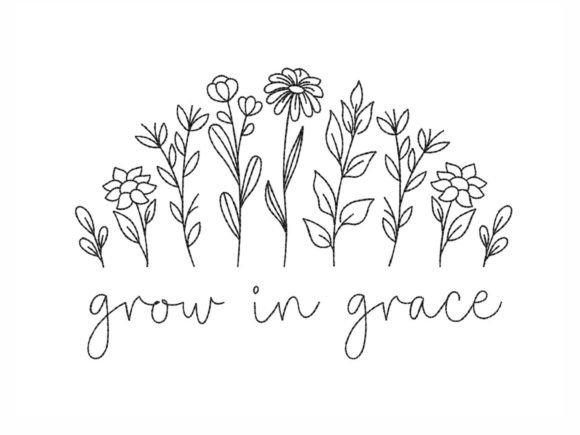 Grow in Grace Flower Religião e Fé Design de Bordado Por NinoEmbroidery
