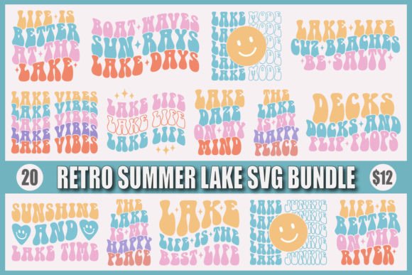 Retro Summer Lake Svg Bundle Vol 1 Graphic Crafts By T-SHIRT WORLD