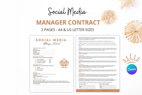 Social Media Manager Contract Template Graphic Print Templates By MrxKing
