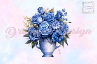 Vase of Blue Roses Watercolor Clipart Grafica Creazioni Di Drumpee Design 4