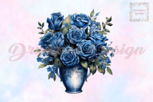 Vase of Blue Roses Watercolor Clipart Grafica Creazioni Di Drumpee Design 6