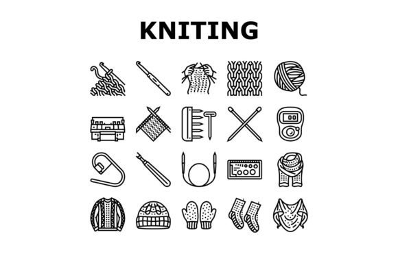 Knitting Wool Thread Knit Craft Icons Gráfico Iconos Por stockvectorwin