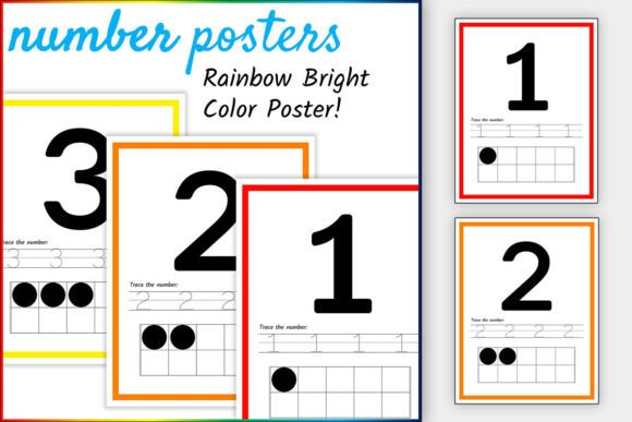 1-20 Rainbow Bright Number Posters Afbeelding Groep 1 Door TheStudyKits