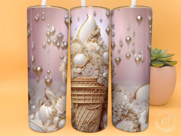 3D Ice Cream Cone 20oz Tumbler Wrap Png Graphic Tumbler Wraps By Dominiporke