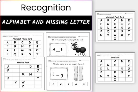 Alphabet Worksheets: Recognize & Missing Gráfico Primer curso Por TheStudyKits