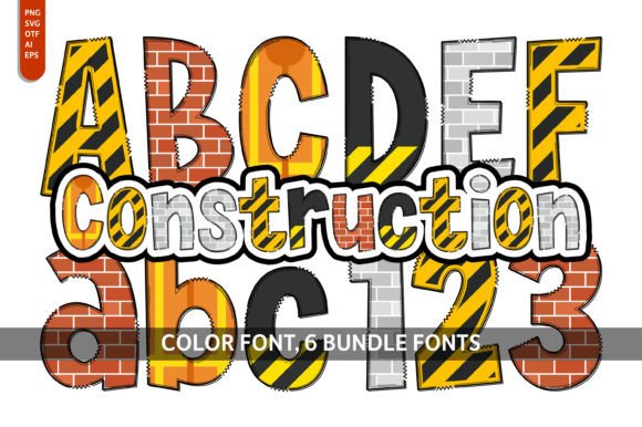 Construction Bundle Fonts in Kleur Font Door Imagination Switch