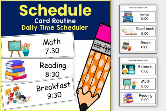 Editable Visual Classroom Schedule Cards Graphic K By TheStudyKits