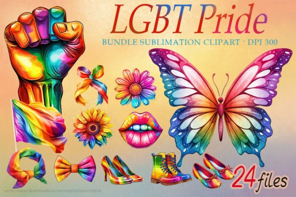 LGBT Pride Bundle Sublimation Clipart Graphic Illustrations By qArt Design