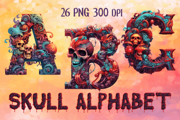 Skull Alphabet Clipart Bundle Graphics Graphic Illustrations By Mary's Designs